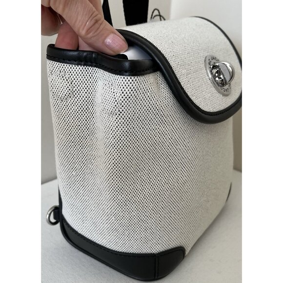 New Marc Jacobs Convertible Canvas Backpack Bag Beige /Black